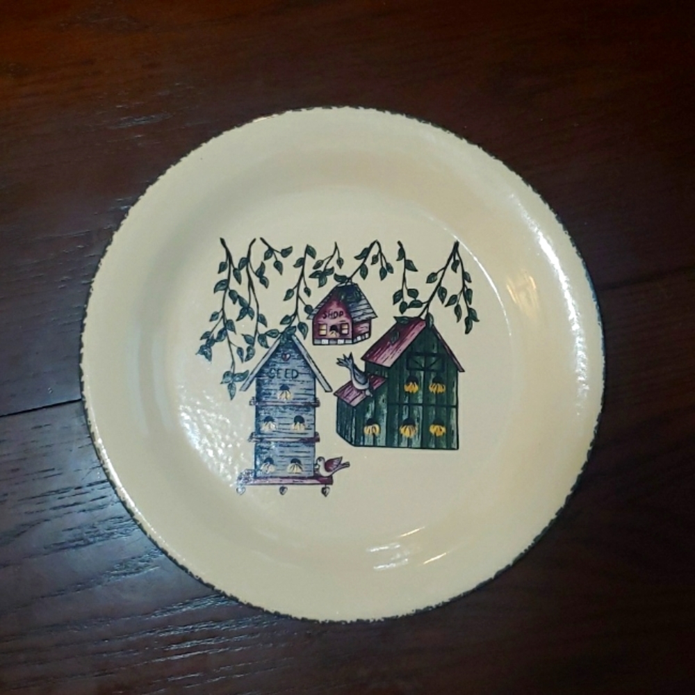 Home and Garden party birdhouse 10 1/4 dinner plate. Hand made in USA, 2000.